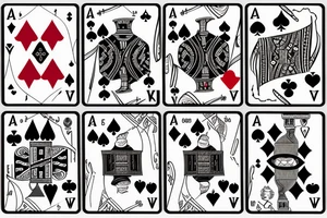 Two playing cards with a die around it  and music notes tattoo idea