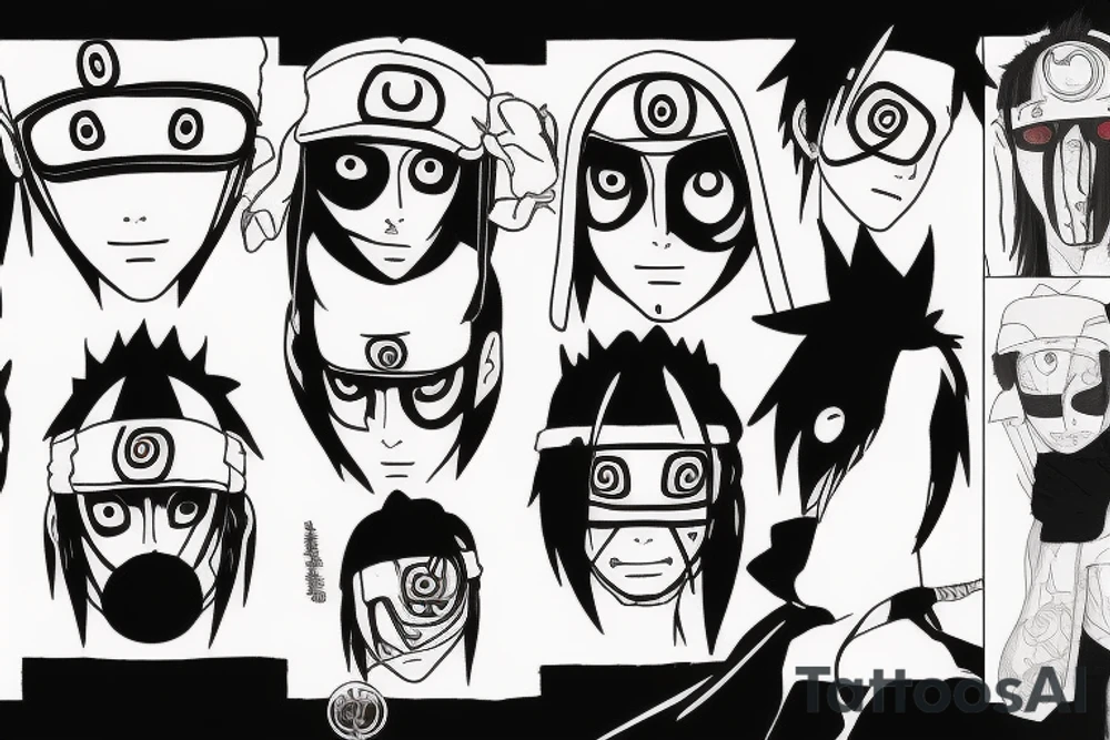 Uchiha obito with all his mask tattoo idea
