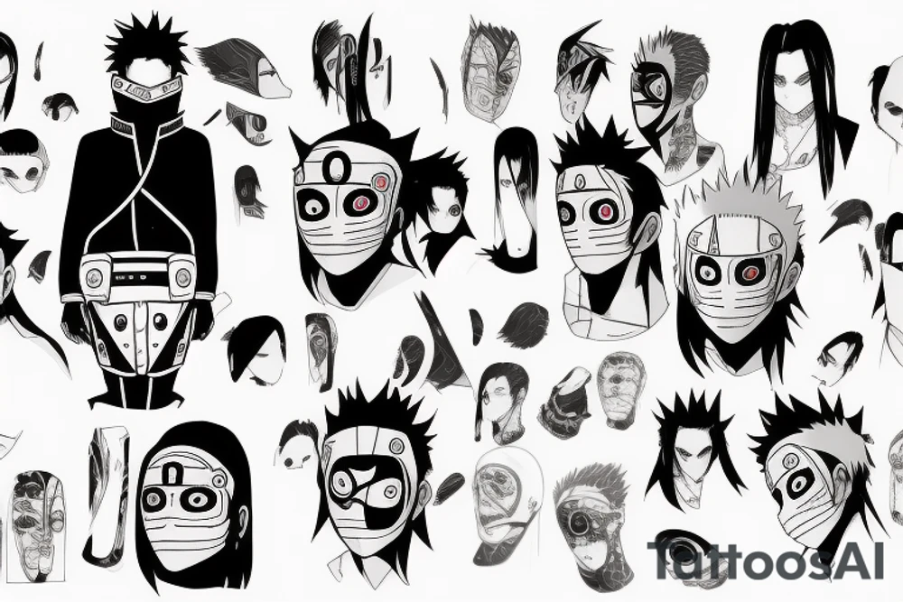 Uchiha obito with all his mask tattoo idea