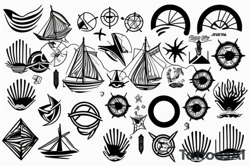 boat in rough water tattoo idea