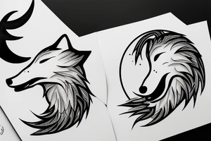 Wolf with mouth open, moon, tattoo idea
