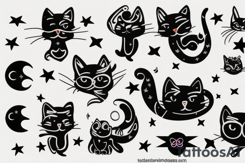 cat in space tattoo idea