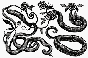 Snake with rose and hearth tattoo idea