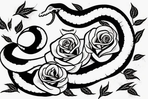 Snake with rose and hearth tattoo idea