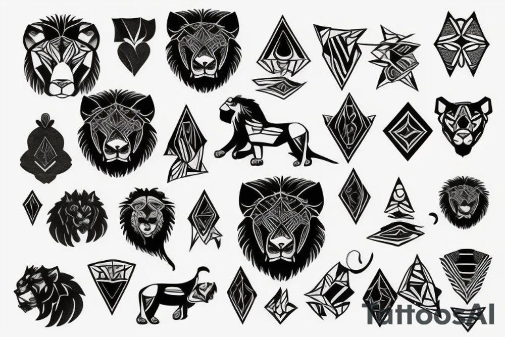 Black lion tattoo idea