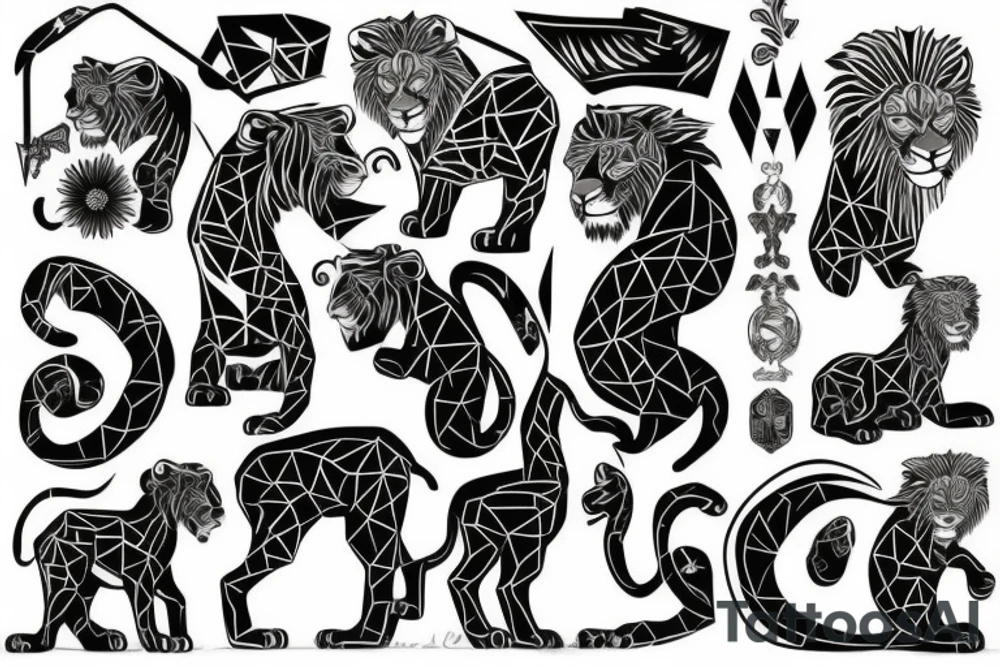 Black lion tattoo idea