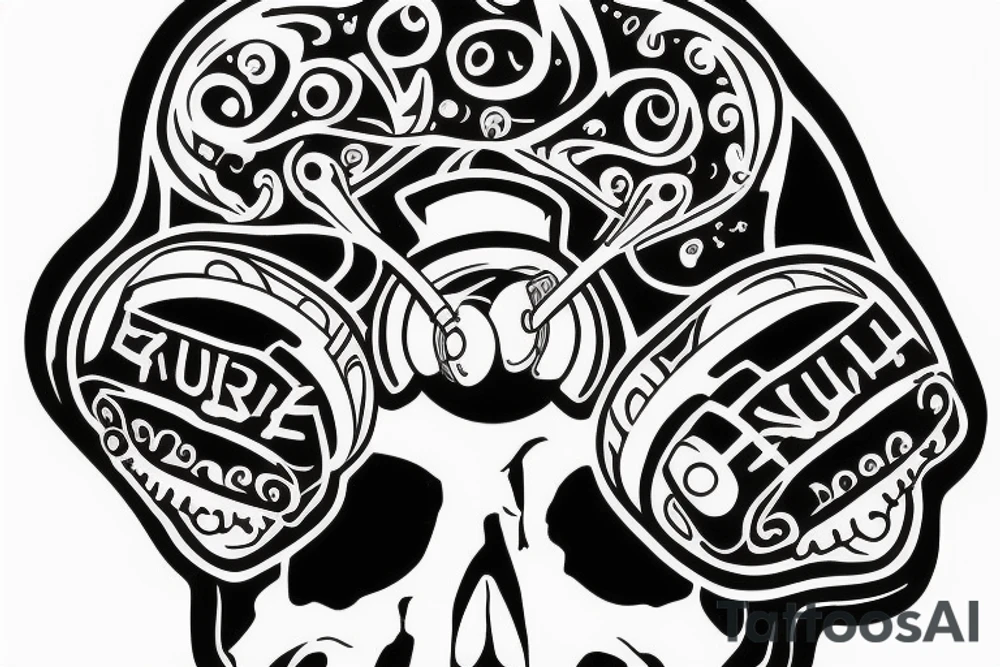 Skull music Headphones tattoo idea