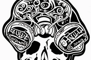 Skull music Headphones tattoo idea