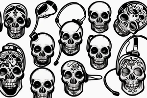 Skull music Headphones tattoo idea
