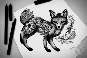Dark fox with a sweet sweatshirt tattoo idea