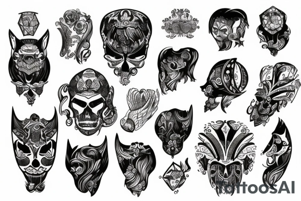 Prosty Wilk i kwiaty tattoo idea