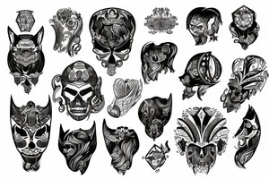 Prosty Wilk i kwiaty tattoo idea