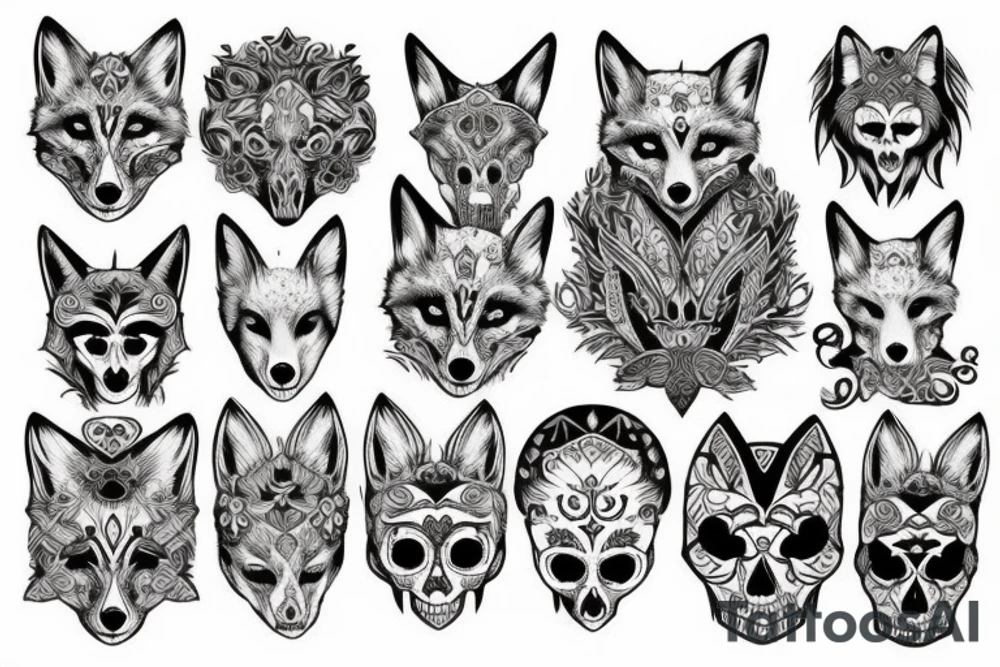 Fox with skull tattoo idea