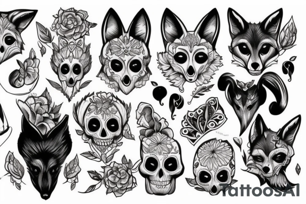 Fox with skull tattoo idea