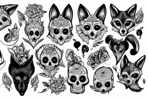 Fox with skull tattoo idea