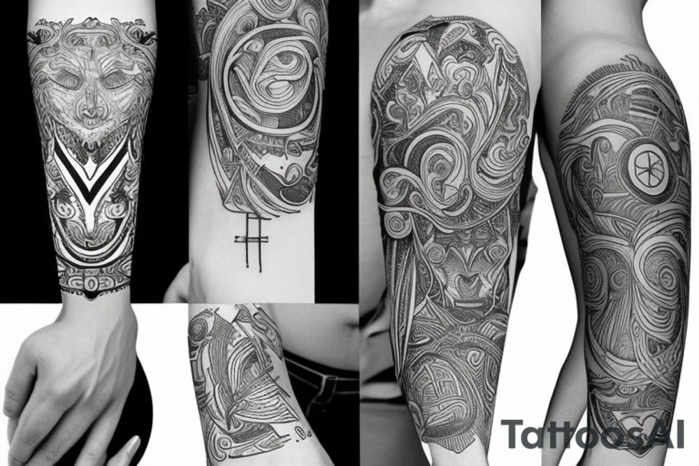 Wilk i kwiaty tattoo idea