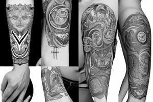 Wilk i kwiaty tattoo idea