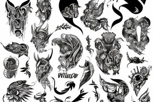 Wilk i kwiaty tattoo idea