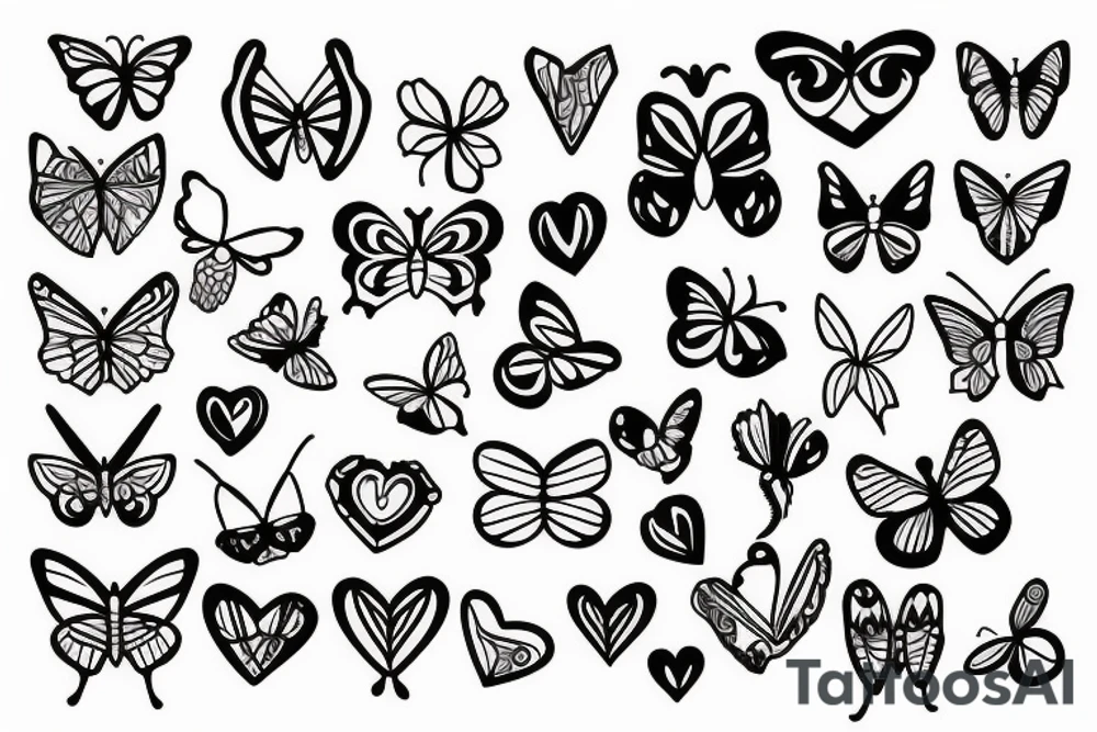 Heart, love, butterfly tattoo idea