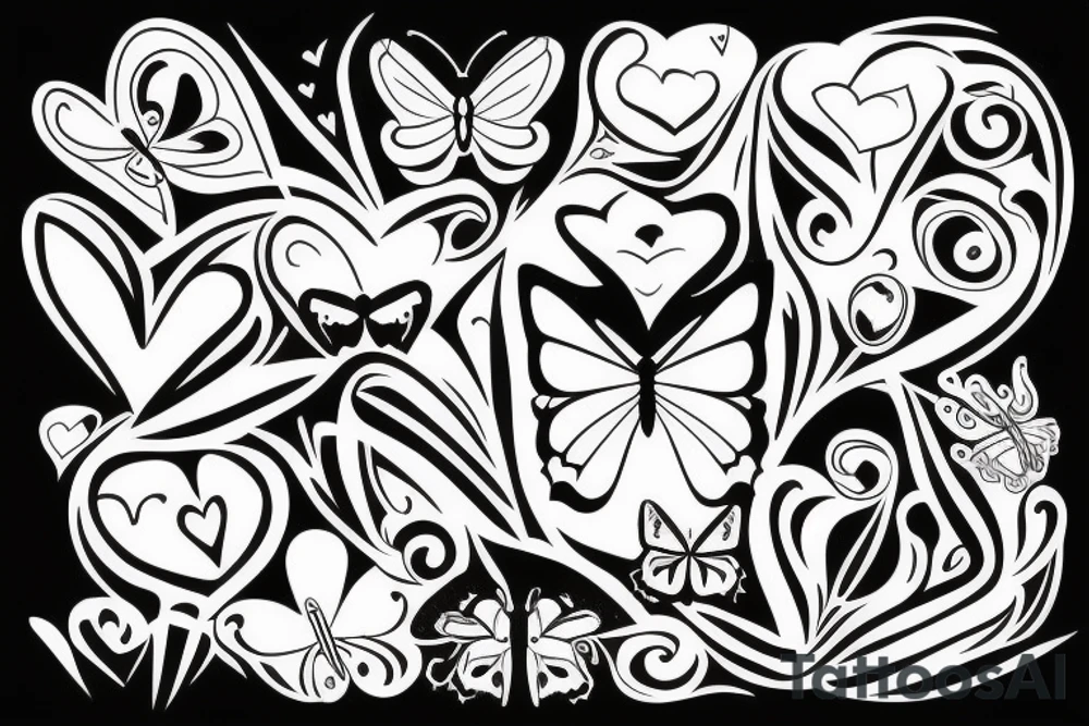 Heart, love, butterfly tattoo idea
