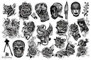 Hazard i broń na bicepsie tattoo idea