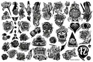 Hazard i broń na bicepsie tattoo idea