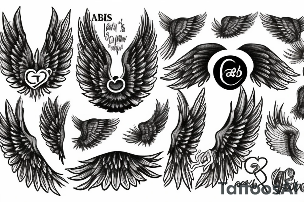 The text "Gab's" merged with an angel wing tattoo idea