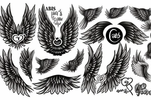 The text "Gab's" merged with an angel wing tattoo idea