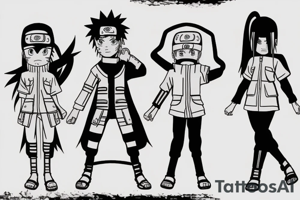 Me , my younger brother and younger sister as Naruto characters tattoo idea