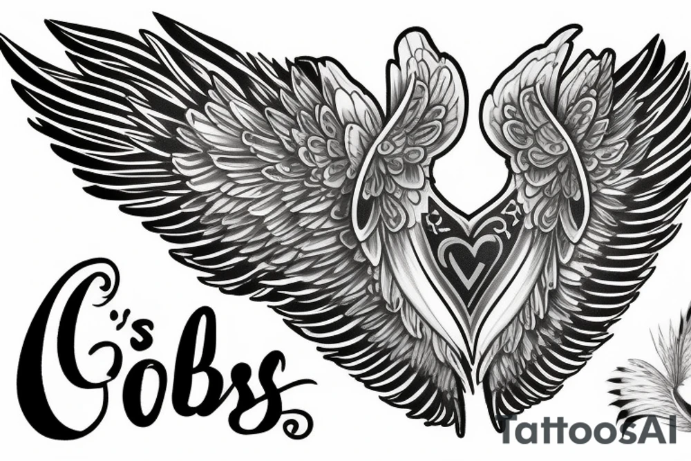 The text "Gab's" merged with an angel wing tattoo idea