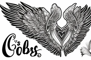 The text "Gab's" merged with an angel wing tattoo idea