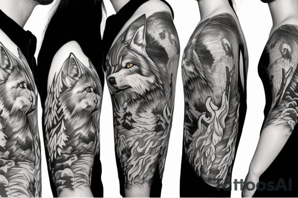 Wolf in The mountains tattoo idea