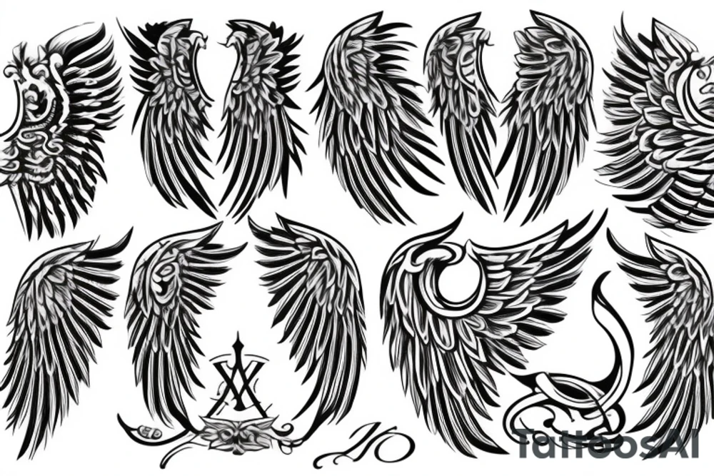 The text "Gab's" merged with an angel wing tattoo idea