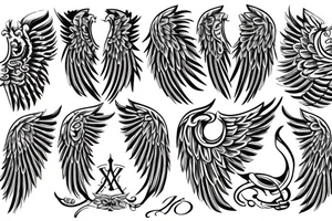 The text "Gab's" merged with an angel wing tattoo idea