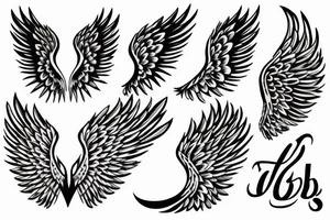 The text "Gab's" merged with an angel wing tattoo idea