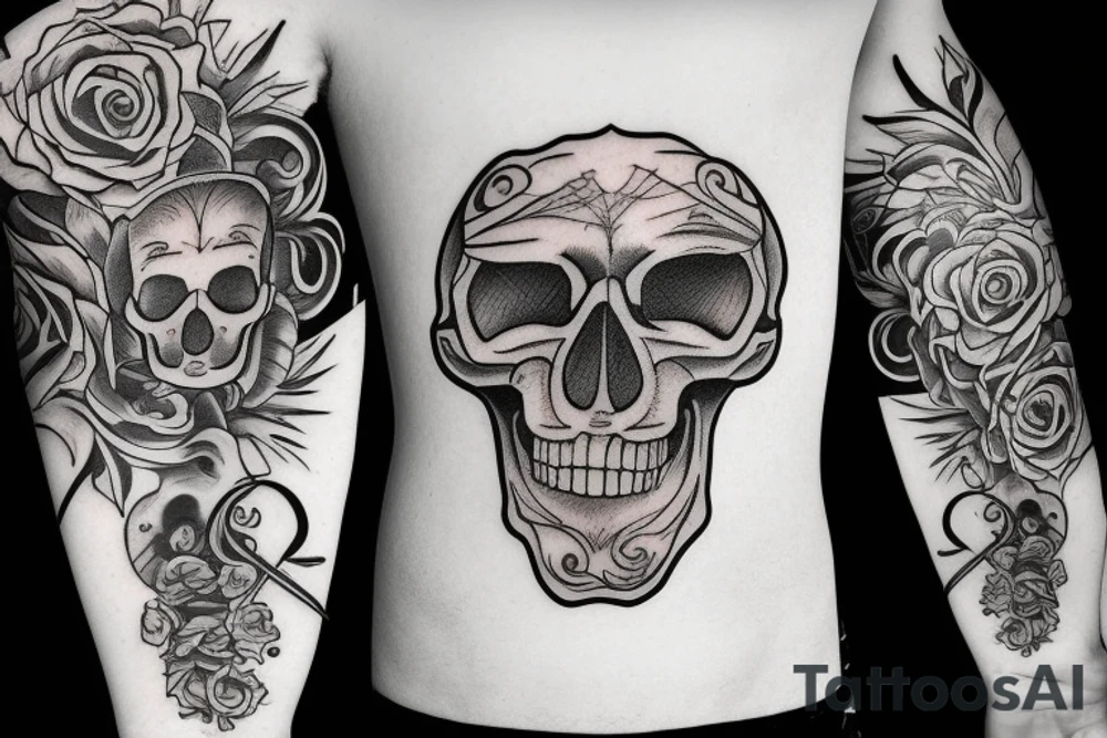 hourglass with pouring sand that forms a skull tattoo idea