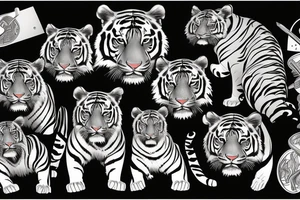 Tiger with knife burning dollars tattoo idea