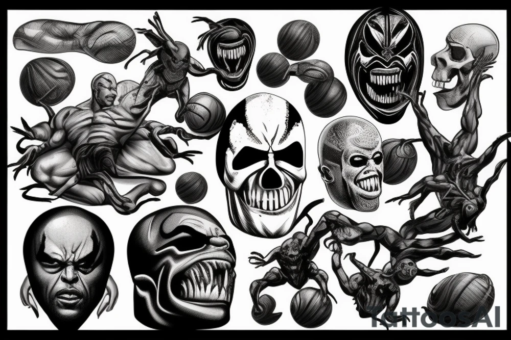 Venom, Jumpman, Dwayne Johnson, Fitness, Basketball, Skull tattoo idea
