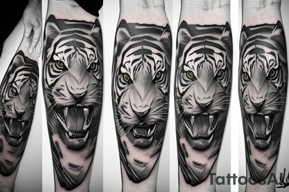 Tiger with knife tattoo idea