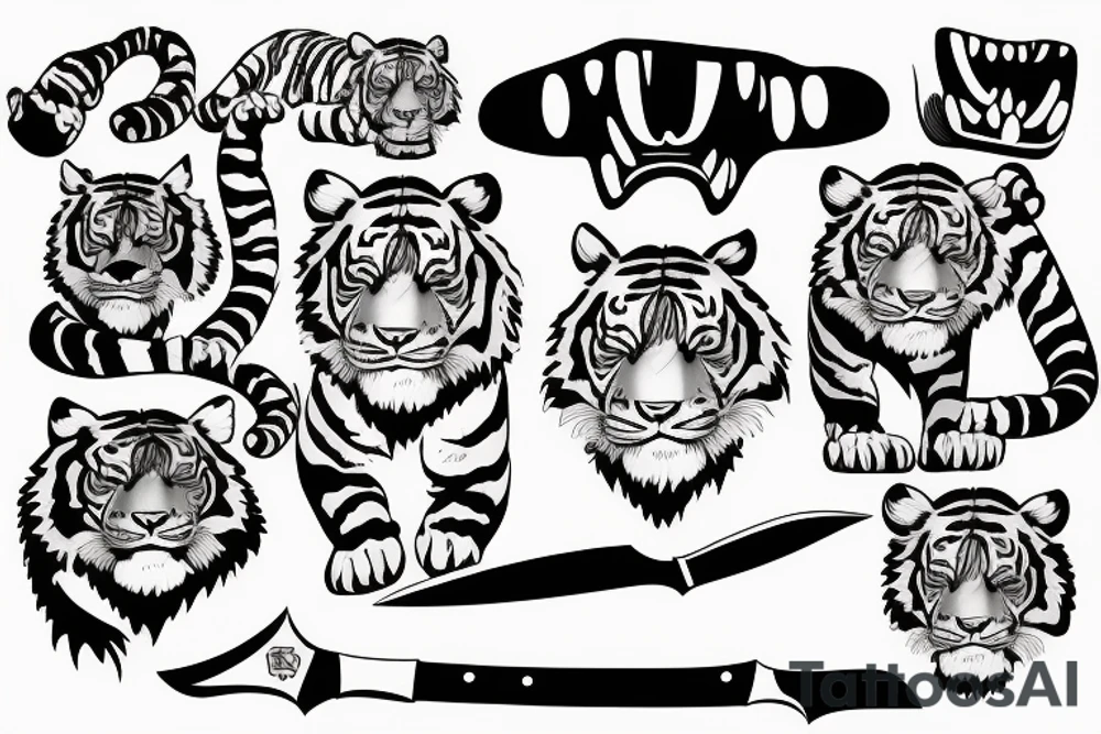 Tiger with knife tattoo idea