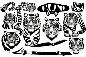 Tiger with knife tattoo idea