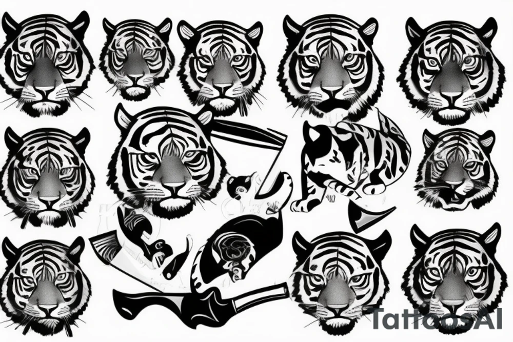 Tiger with knife tattoo idea