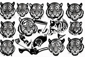 Tiger with knife tattoo idea