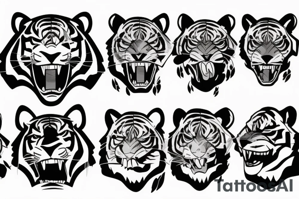 Tiger man with weapon tattoo idea