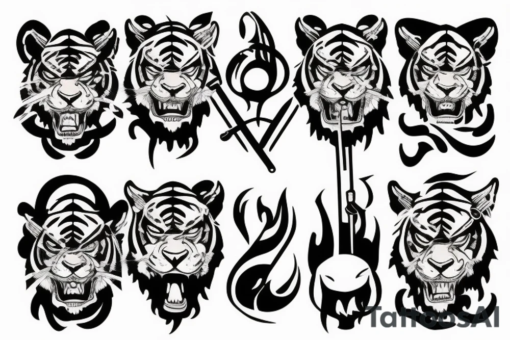 Tiger man with weapon tattoo idea