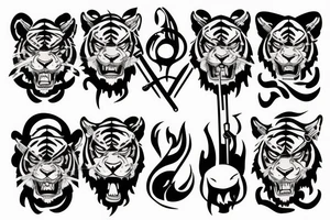 Tiger man with weapon tattoo idea