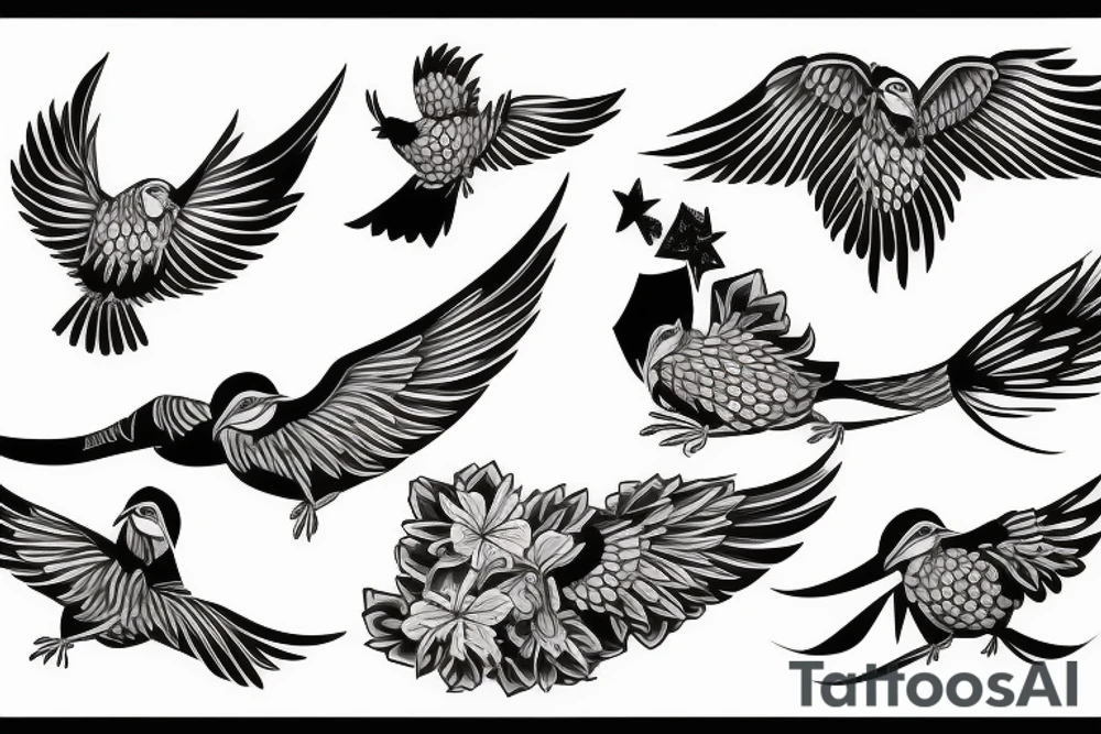 two fighting birds tattoo idea