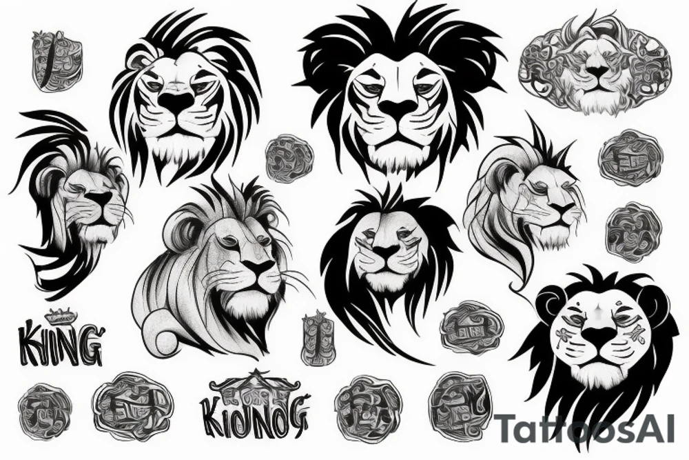 King lion with money tattoo idea