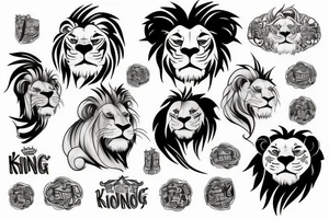 King lion with money tattoo idea