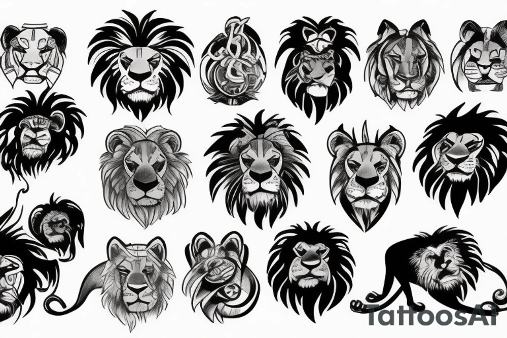 King lion with money tattoo idea